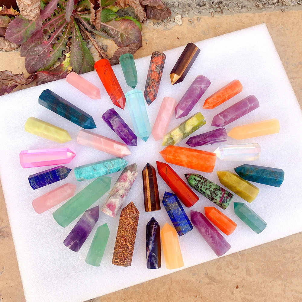 Buyde Crystal Point Prism Crafts Natural Stone Quartz Tower 36 Colors Energy Mineral Wand Home Decoration