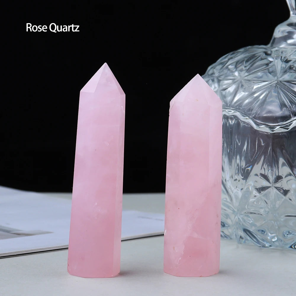 Buyde Crystal Point Prism Crafts Natural Stone Quartz Tower 36 Colors Energy Mineral Wand Home Decoration