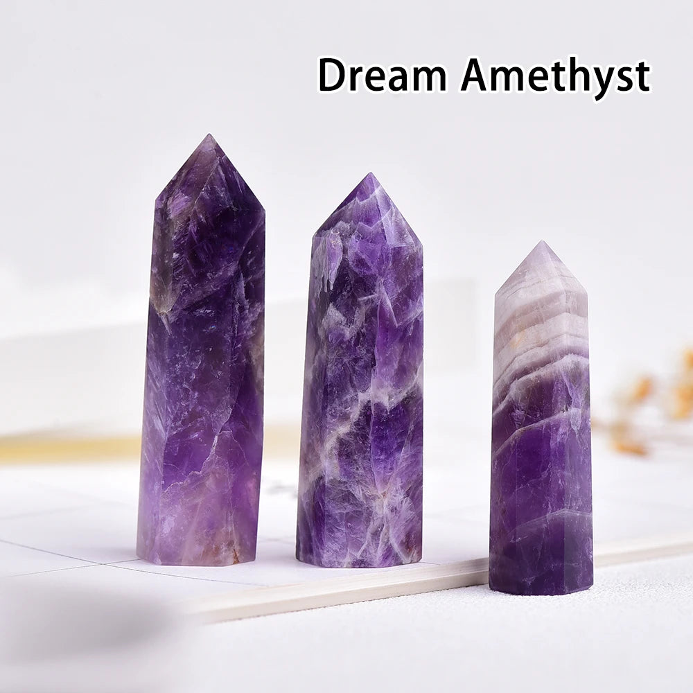 Buyde Crystal Point Prism Crafts Natural Stone Quartz Tower 36 Colors Energy Mineral Wand Home Decoration