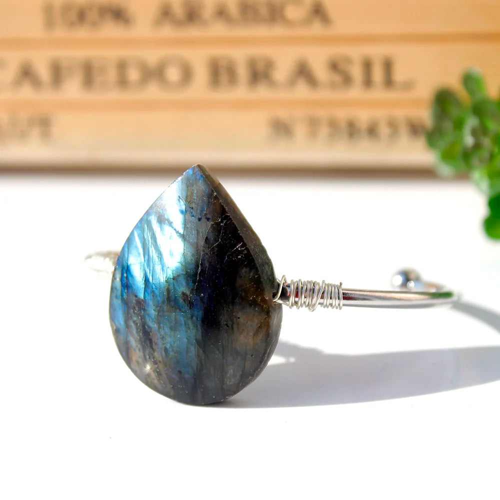 Buyde Natural Gemstone Bracelet Droplet shape Labradorite jewelry Moonstone Quartz Healing Gift
