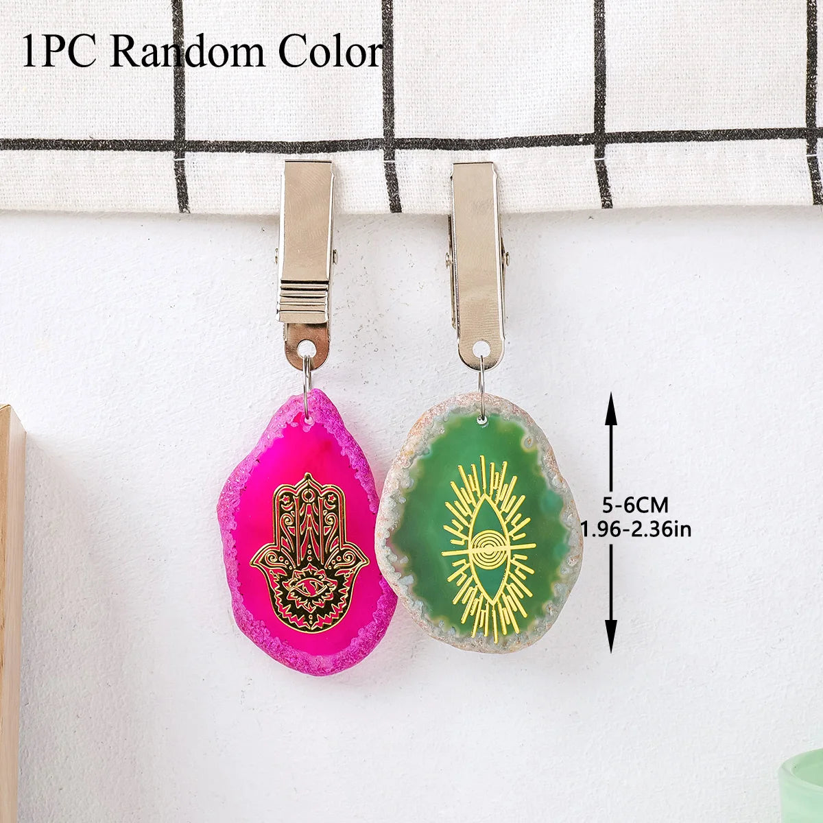 1PC Natural Crystal Colorful Agate Slice Tablecloth Clip healing stone  Agate Clip Crystal Crafts Kitchen Decoration