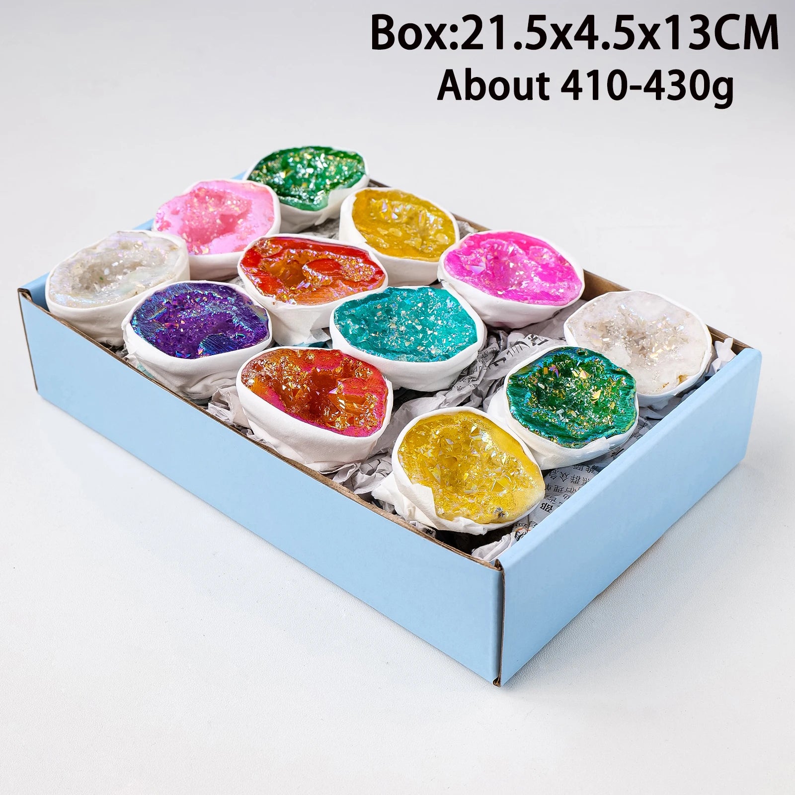 1PC Natural Clear Quartz Crystal Cave Aura Colorful Agate Crystal Geode Gifts Box DIY Jewelry Decoration