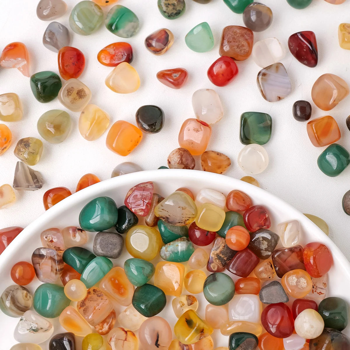 50g/bag Natural Crystal Colorful Agate Tumbled Stone Crystal Gravels Healing Stone Fish Tank Garden Decorative Stone