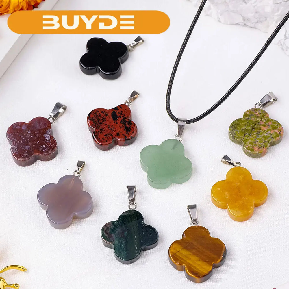 1PC Natural crystal Lucky Flower Crystal Necklace Holiday Style Pendant Jewelry Women Gifts Healing Crystals DIY Jewelry